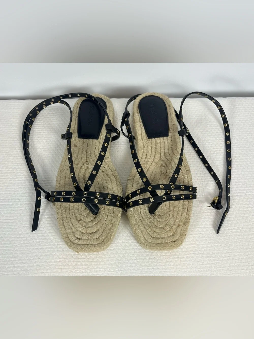 Madewell The Mira Espadrille Thong Sandal In Black Size 7.5 Nwot